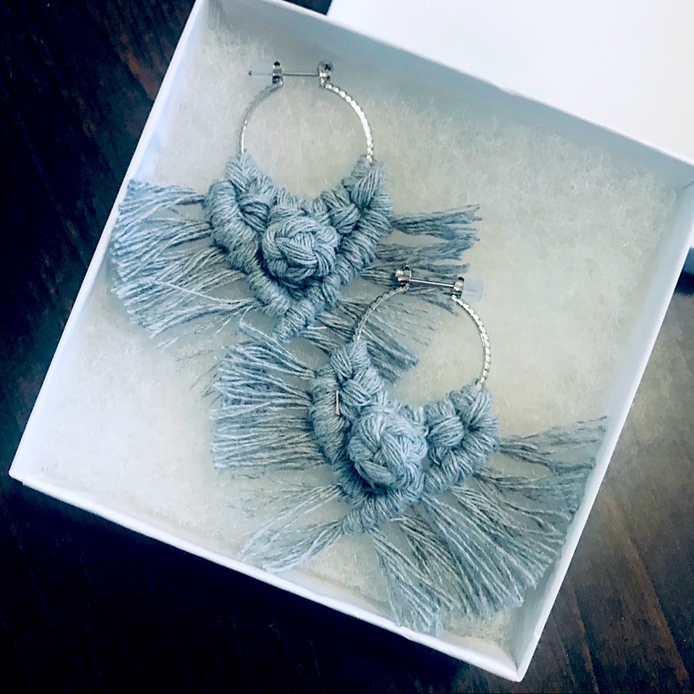 🆕Super Cute Trendy Woven Macrame Fancy Hoop Earrings Lightweight In Many Colors - Picture 4 of 16